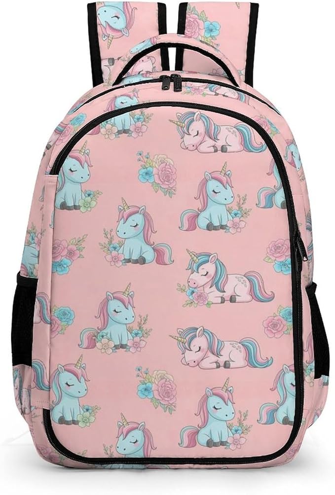 Carry On Anti Theft Laptop Backpack Pink Cute Unicorns, Large Sturdy Travel Bag with Multi Compartments for Business Weekender Hiking