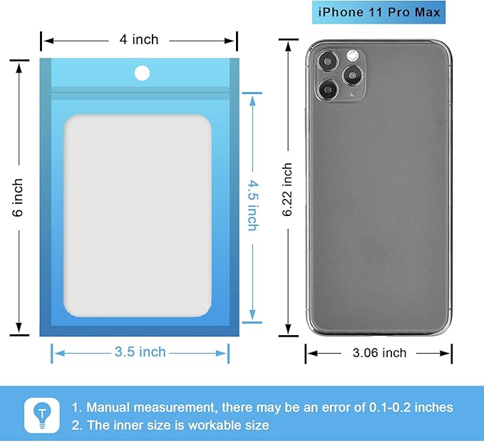 100 Pcs Resealable Mylar Bags, Gradient Color Food Storage Bags, Zip Bag Foil Bags Packaging Pouch for Food Storage, Sample, Small Business (Blue Blue, 4 X 6 Inch)