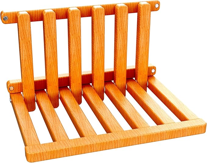 The Folding Stool is Made of Oak Wood and can Bear a Weight of 400 pounds. When Unfolded, it Measures 1.5" by 1", Providing Comfort and Safety. The Thickness is 2" (Beech Paint)