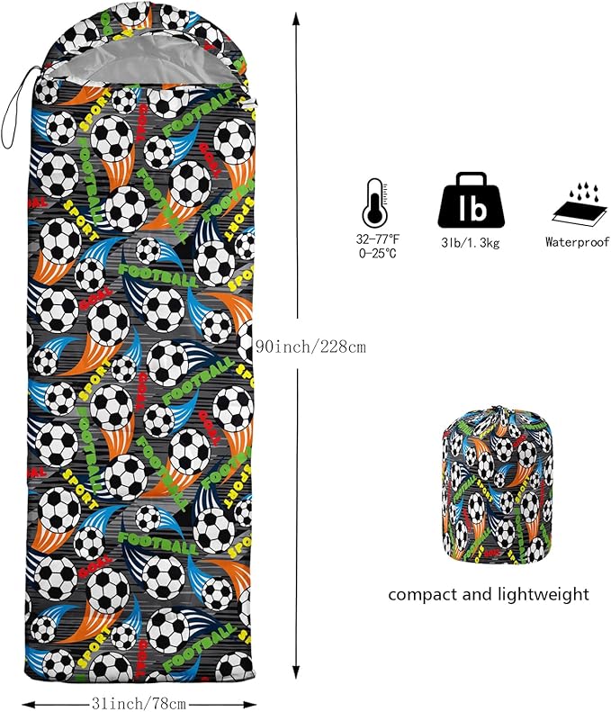 AILONEN Boys Sleeping Bag for Camping,Nautical Anchor,Lightweight & Waterproof,3 Season Warm & Cool Weather,Navy Blue Sleeping Bags for Kids Men Travelling,Outdoors