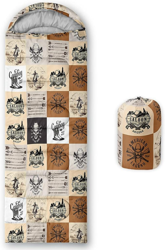 Sleeping Bags for Adults and Kids，3D Printing Camping Sleeping Bag for Girls Boys Lightweight Waterproof Cold/Warm 3-Season，Outdoor Travel with Compression Bags