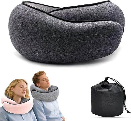 2025 New Neck Travel Pillow | Memory Foam Neck Pillow for Comfort on Airplane | Compact and Ergonomic Design for Travel, Car Rides, Offices,and Home Use | Ideal for Adults and Kids(Black)