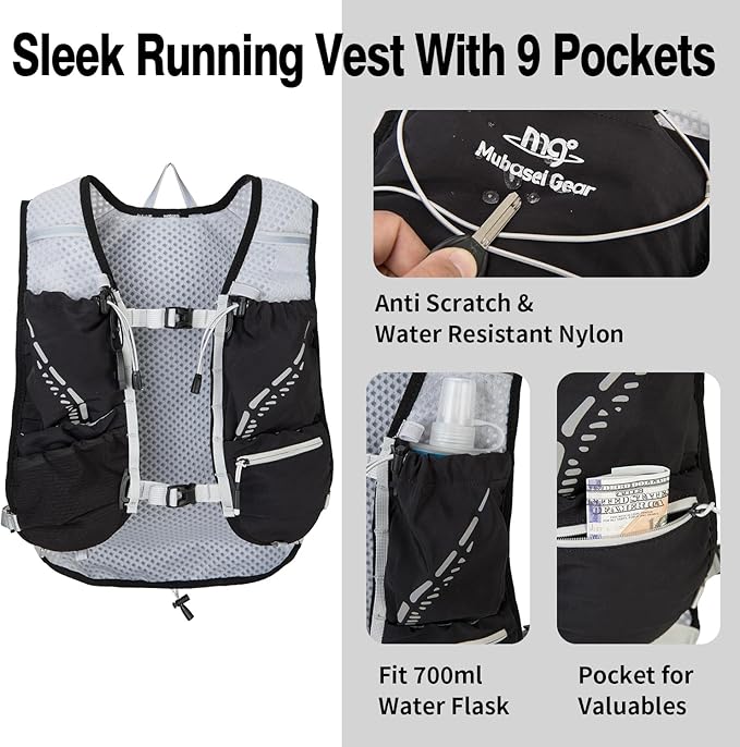 Lightweight Running Vest for Women and Men Hydration Backpack Pack with 1.5L Water Bladder Bag Running Gear Accessories for Hiking Trail Cycling Marathon