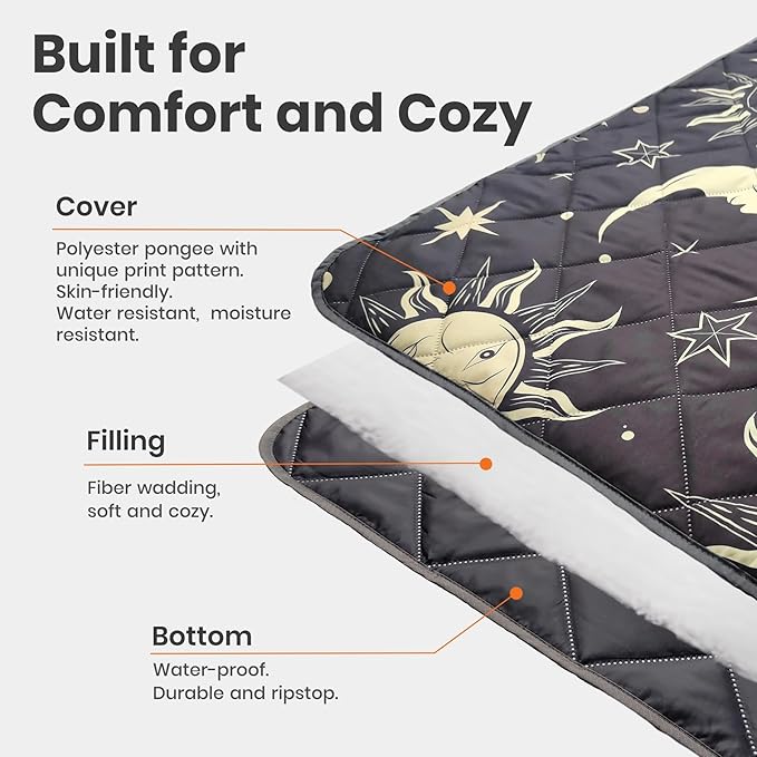 Waterproof Outdoor Blanket, 79" x 55" Large Packable Picnic Blankets, Foldable Picnic Mat for Park, Lawn, Grass, Beach, Concert (Sun and Moon)