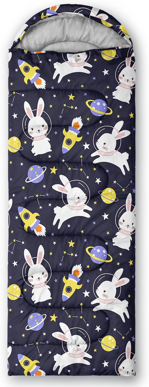 AILONEN Kawaii Puppy Sleeping Bag for Kids Boys Girls,Warm and Cool Weather,Lightweight,Waterproof Backpacking,Cartoon Cute Dog & Duck Animal Themed Blue Sleeping Bag for Camping
