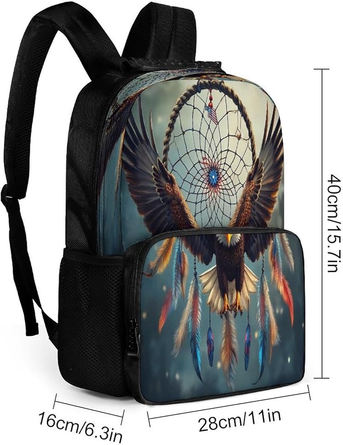Backpack Lightweight Anti-Theft Multipurpose Boho Totem Native American Eagle Dream Catcher Shoulder Bag Large Capacity Travel Hiking Backpack With Padded Straps