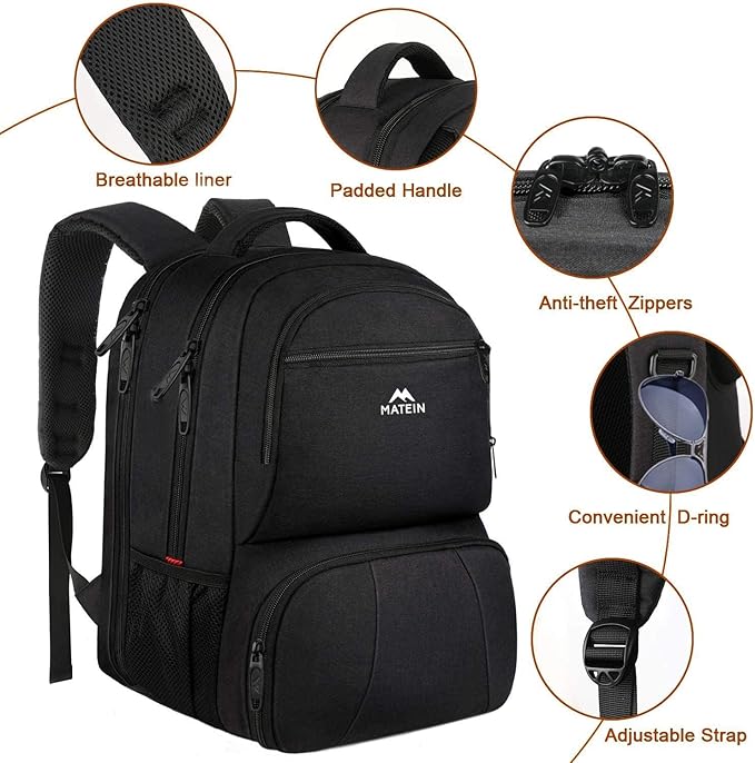 MATEIN Lunch Backpack for Men, 18 Inch Large Insulated Backpack Cooler with Lunch Compartment, Water Resistant Laptop Back pack with Lunch Box Bag for Work Travel Business College Picnic