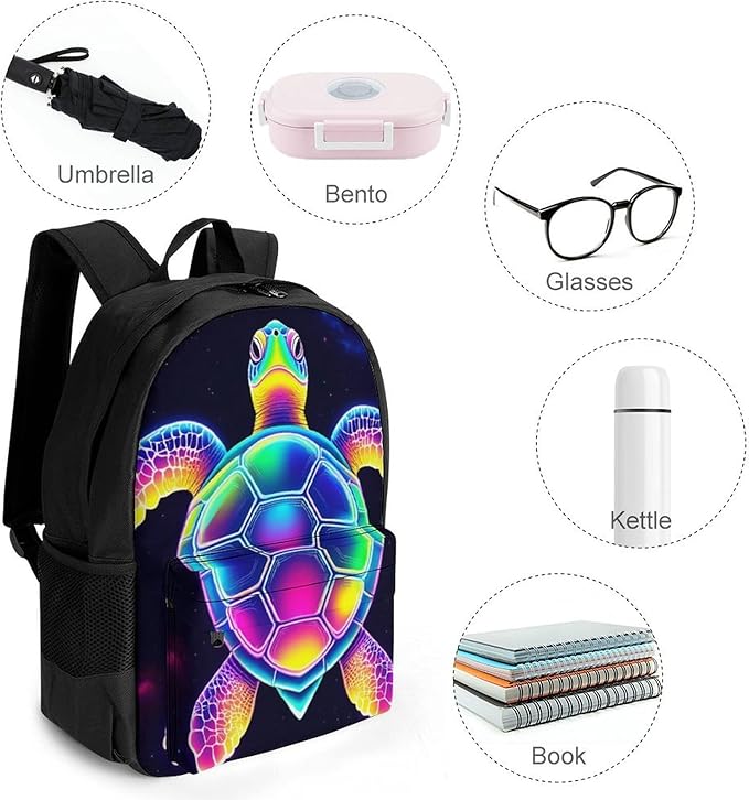 Lightweight Daypack Backpack for Sports Travel Running, Large Capacity Multipurpose Anti-Theft Bookbag, Sea Turtle Colorful Laptop Backpack Daypack
