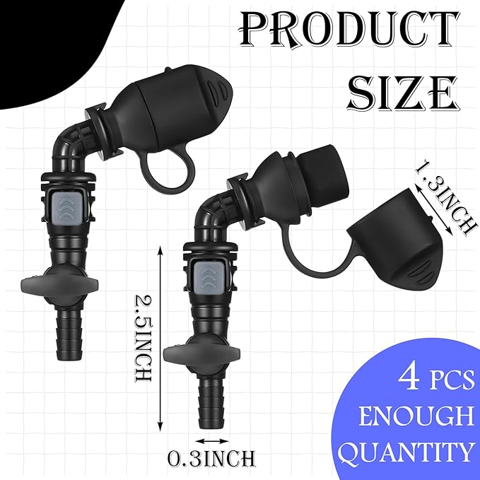 4 Packs Hydration Bladder Valve Replacement Mouthpiece Replacement Hydration Pack Mouthpiece Backpack Valve Compatible with Most Water Backpack and Brands