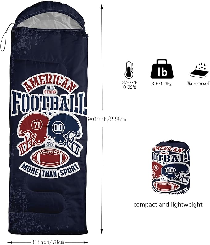 Kids Sleeping Bag for Boys Girls,Rocket Moon Print-Lightweight Warm Portable Outdoor Indoor-Waterproof Cold Weather Resistant Sleeping Bag for Camping Hiking