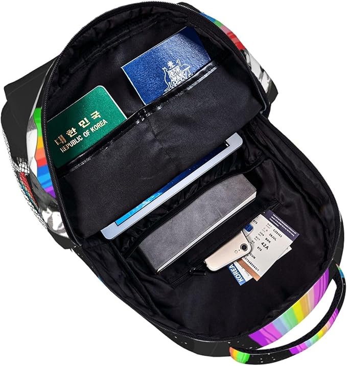 Men Women Lightweight Rainbow Ufo Gay Pride Art Daypack Bookbag Big Capacity Carry On Bag With Side Pockets for Camping Travel Bicycle
