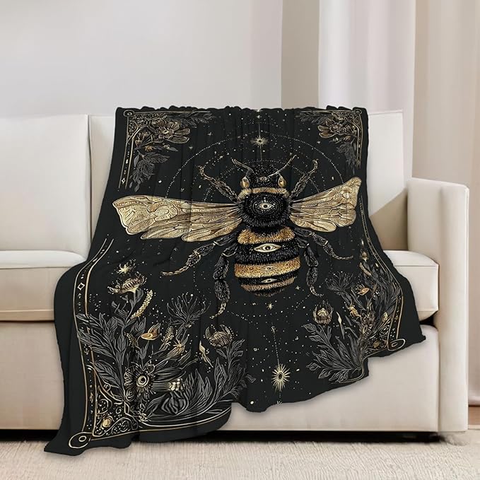 Bee Blanket Bumblebee Animal Throw Blankets Gifts for Girls Boys Kids Bee Lover Soft Cozy Fleece Plush for Couch Sofa Bed 80"x60"
