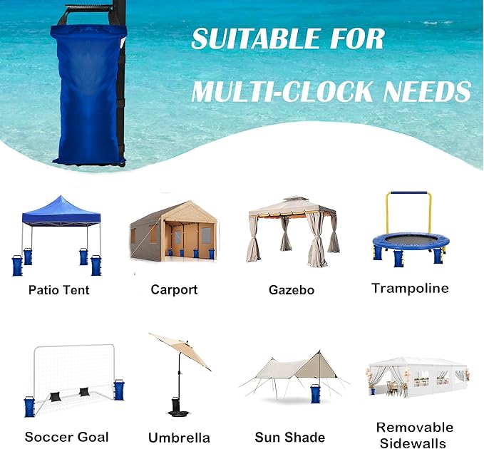 4 Pack (Upgrade) SANWAY Sand Bags for Canopy Weights(Unfilled)-Portable and Durable to Secure Tents, Canopies, and Umbrellas at Outdoor Events (Blue, 120 LBS)