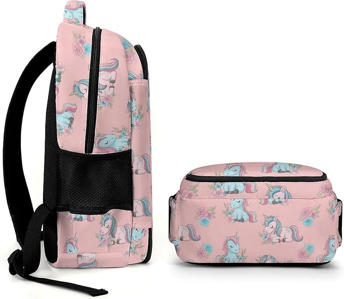 Carry On Anti Theft Laptop Backpack Pink Cute Unicorns, Large Sturdy Travel Bag with Multi Compartments for Business Weekender Hiking