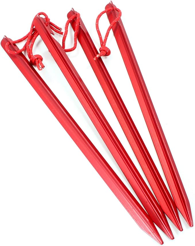 ASR Outdoor 9 Inch Aircraft Grade Aluminum Camping Stakes Tent Pegs - 4 Pack