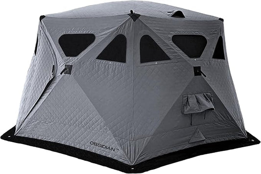 Obsidian - Heavy Duty 4 Season Camping Shelter, 6-8 Person Capacity, Instant Pop-Up Tent, Insulated and A/C Ready, Removable Floor for Easy Cleaning or Ice Fishing