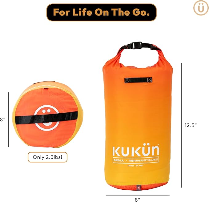 Versatile Packable Outdoor Camping Blanket, Puffy Blanket, Primaloft® Insulation, Warm, Durable, Lightweight, Waterproof, Oversize, Beach, Stadium, and More! 55"x80" (Strawberry Lemonade)