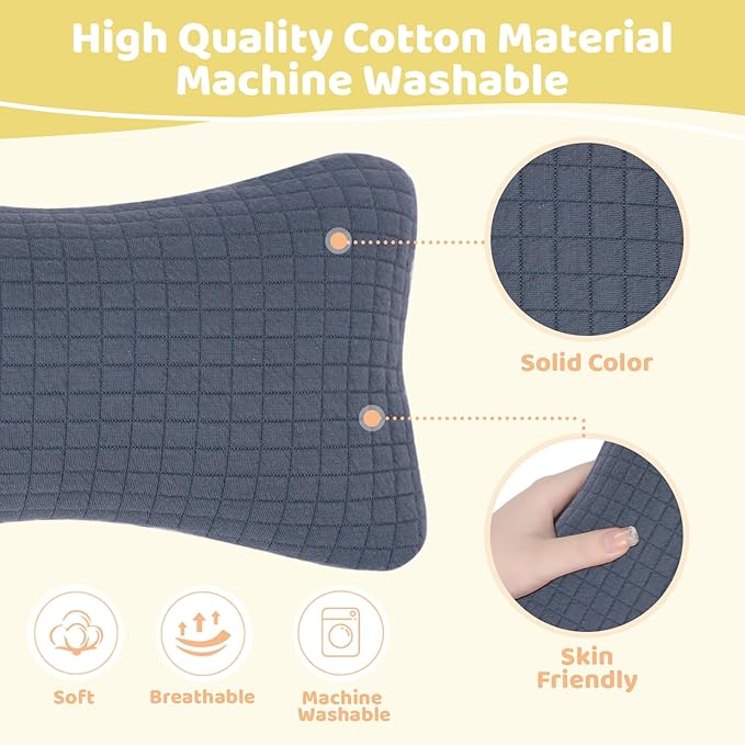 vocheer 11x7in Mini Travel Pillow, Small Pillows for Sleeping, Tiny Pillows for Neck, Wrist, Lumbar and Knee, Pets Pillow, Cotton, Cover Removable, Machine Washable (Navy Blue-2PC)