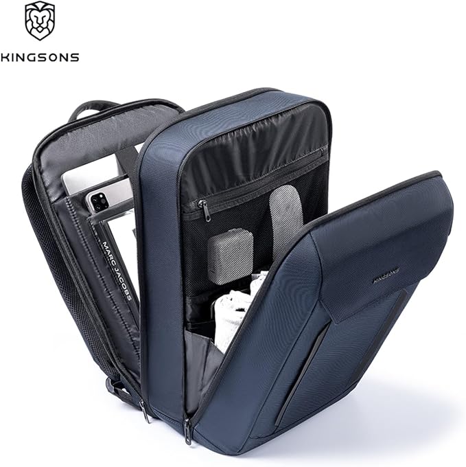 Kingsons 15.6 Inch Laptop Compartment Backpack for Men,Waterproof Slim Durable Business Backpack for Work，Travel (KS25054-Black-US-1)