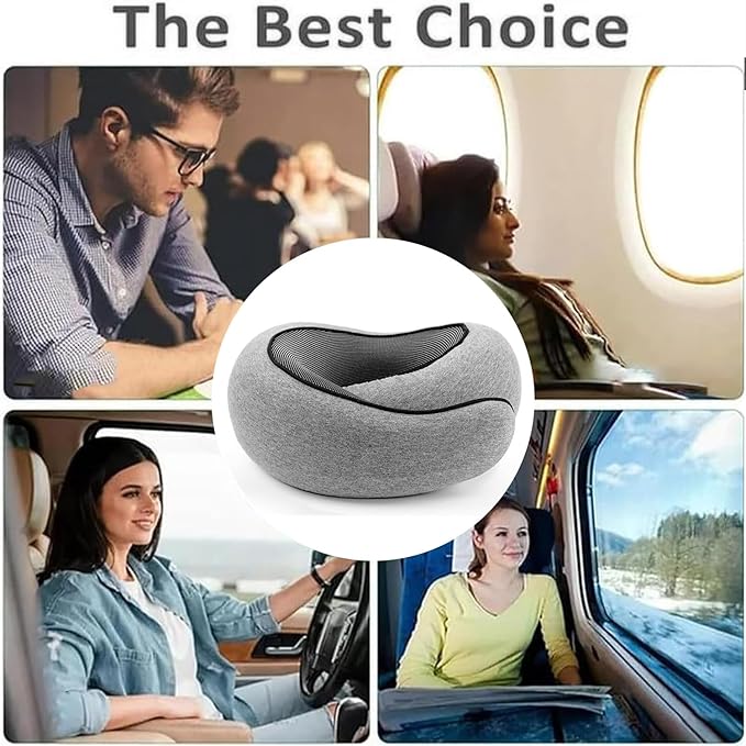 2025 New Neck Travel Pillow | Memory Foam Neck Pillow for Comfort on Airplane | Compact and Ergonomic Design for Travel, Car Rides, Offices,and Home Use | Ideal for Adults and Kids(Dark Grey)