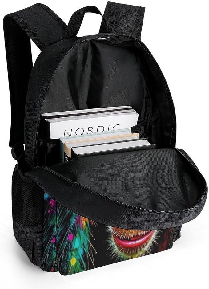 Polyester Daypack Backpack for Climbing Outdoors Running, Big Capacity Multipurpose Anti-Theft Bookbag, Clever Animals Monkey Art Travel Hiking Camping Rucksack