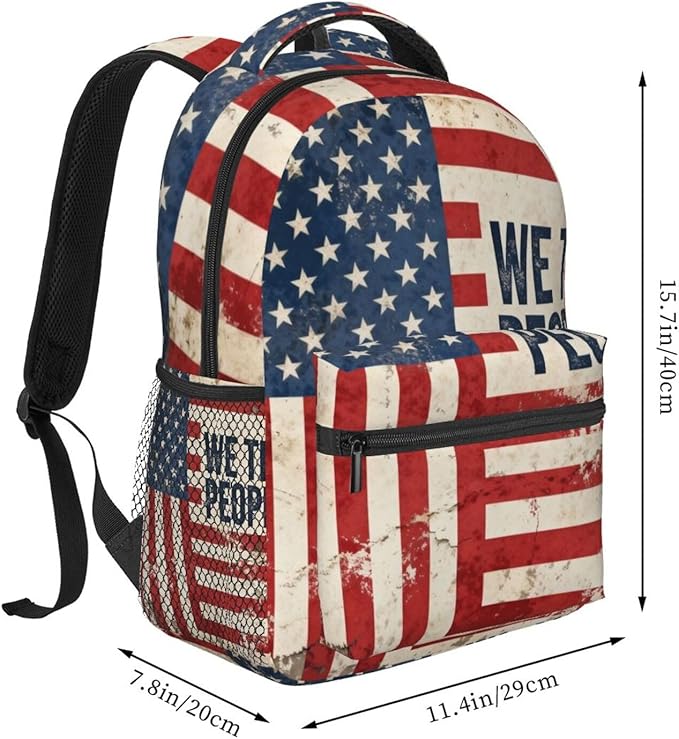 Shoulder Book Bags Polyester Multipurpose Anti-Theft USA 250th Anniversary Patriotic Independence Celebration Art Carry On Bag Large Capacity Travel Hiking Camping Rucksack