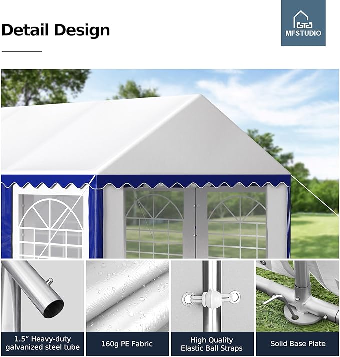 MFSTUDIO 16'x20' Party Tent, Outdoor Heavy Duty Party Tents with Removable Sidewalls, Large Canopy Tent Shelter for Outdoor Events Wedding Birthday, Blue