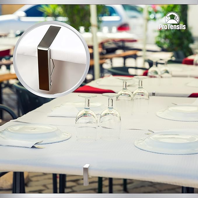 6 Pcs Picnic Tablecloth Clips for Outdoor Tables - Stainless Steel Clamps, Fits 2.3" Thick Tables, Metal Holders for Dining Table Cloth
