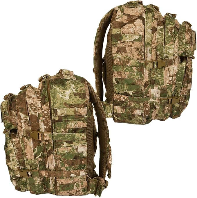 Mil-Tec Unisex Assault Pack - Rugged Durable Lightweight Ergonomic Versatile Tactical Outdoor Camping Hiking Backpack with Adjustable Padded Shoulder Straps & MOLLE Loops, Phantomleaf WASP I Z2, 36L
