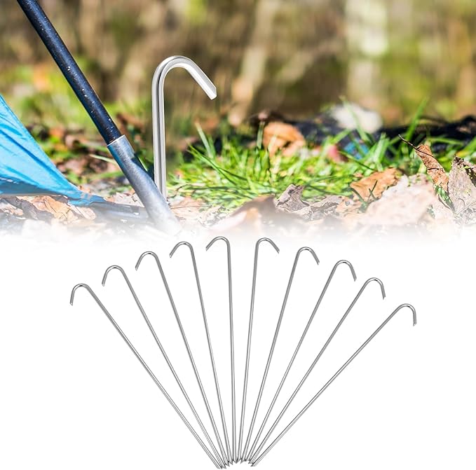 QWORK 120 Pack 9-Inch Galvanized Steel Tent Stakes, Garden Edging Fence Hooks for Outdoor Decorations