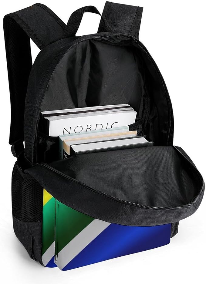 Men Women Lightweight Flag Of South Africa Casual Daypack Big Capacity Bookbag With Padded Straps for Gym Travel Walking Cycling