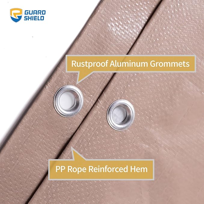 GUARD SHIELD Tarp 16x20 Feet Waterproof Tan/Silver Tarps 8Mil Multi Purpose UV Resistant Cover for Outdoor,Camping,Tent,Boats