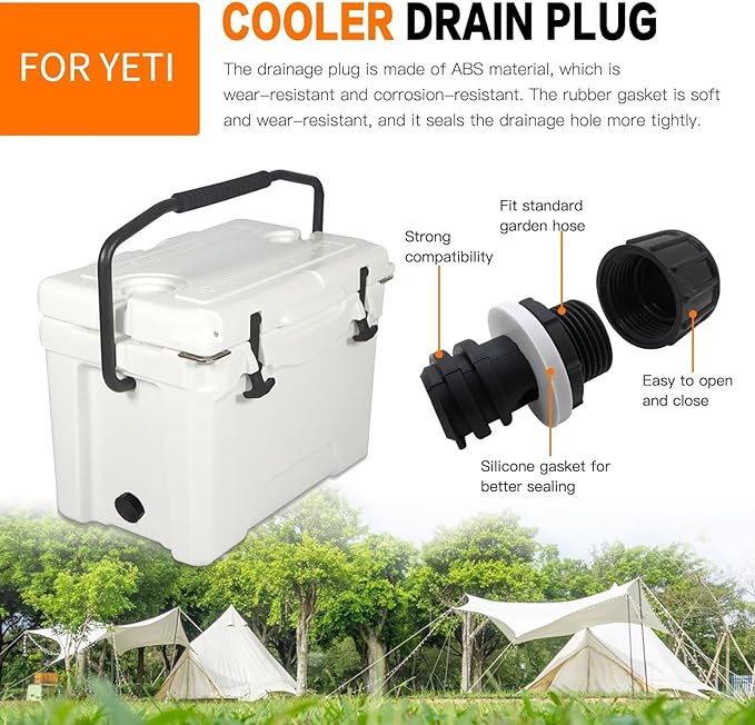 Cooler Drain Plug Replacement for YETI RTIC ORCA Model Coolers, Black