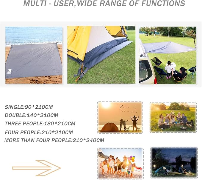 Hikeman Tent Footprint - Waterproof Camping Tarp, Heavy Duty Tent Floor Saver, Ultralight Ground Sheet Mat for Hiking, Backpacking, Hammock, Beach - Storage Bag Included(XL-83”x83”)