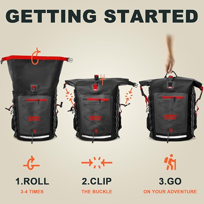 Waterproof Backpack Dry Bag 25L/35L/55L/85L – Heavy Duty Roll-Top Hiking Backpack Sack Keeps Gear Dry for Travel, Kayaking, Boating, Camping, Rafting and Fishing