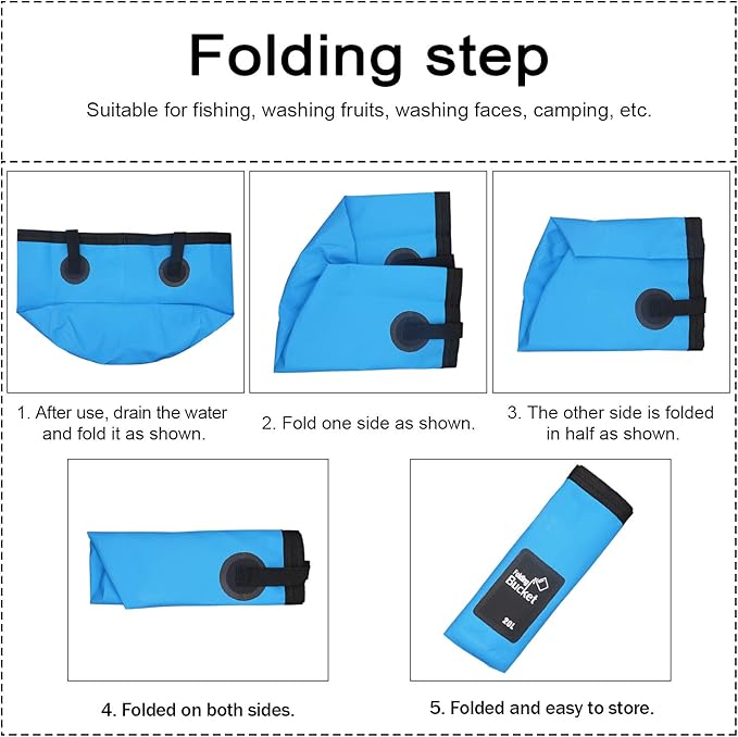 Esthesia Collapsible Bucket, 5 Gallon Portable Folding Water Container for Travelling, Camping, Hiking, Fishing, Gardening