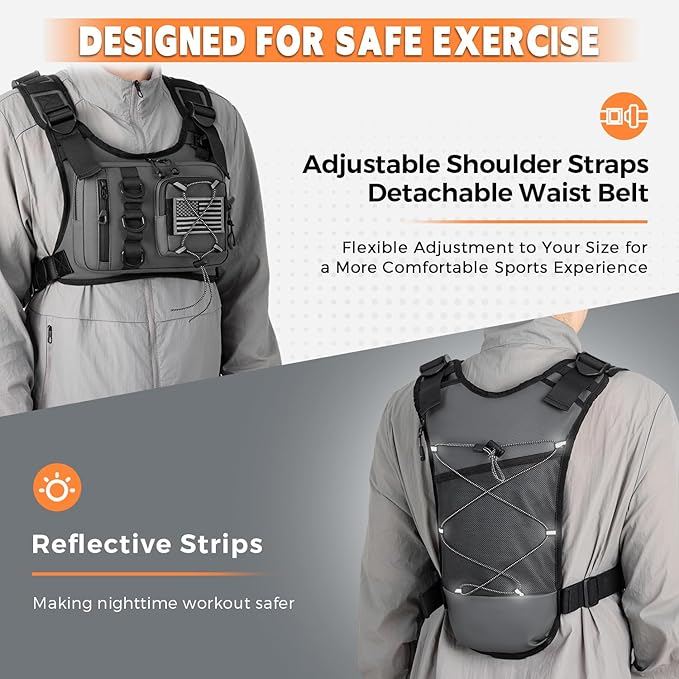 Outdoor Hydration Vest for Running & Hiking, Lightweight Breathable Water Backpack with 2.0L Bladder, Bounce-Free Chest Pack for Marathon, Cycling, Trekking for Men and Women