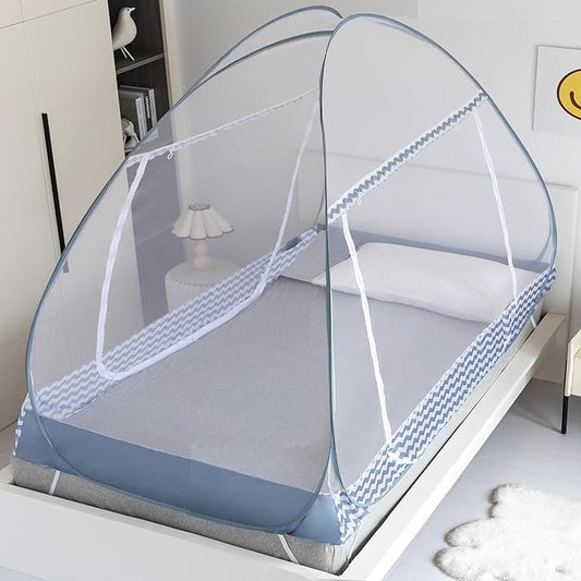 Instant Pop-Up Mosquito Net Tent for Bed | Full Enclosure Design with Ultra-Fine Mesh & Portable Foldable Frame | Indoor/Outdoor Camping, Travel Bed Canopy - Easy Setup & Pack up(Double Size)
