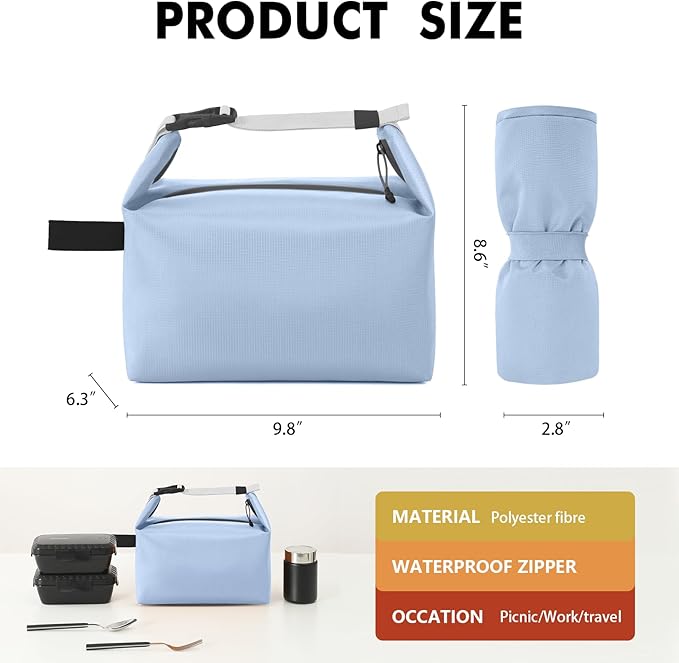 Lunch Bag for Women & Men Fresh Keep Lunch Box, Small Leakproof Cooler Bag Food Lunch Containers High Capacity Reusable Loncheras para Mujer for Work, Office, Picnic, Travel (Blue)