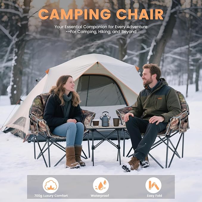 Oversized Heated Camping Chair, Heated Chairs Outdoor Sports with 3 Heat Levels, Portable Folding Heated Outdoor Chair for Lawn Patio Lounge, Battery NOT Included