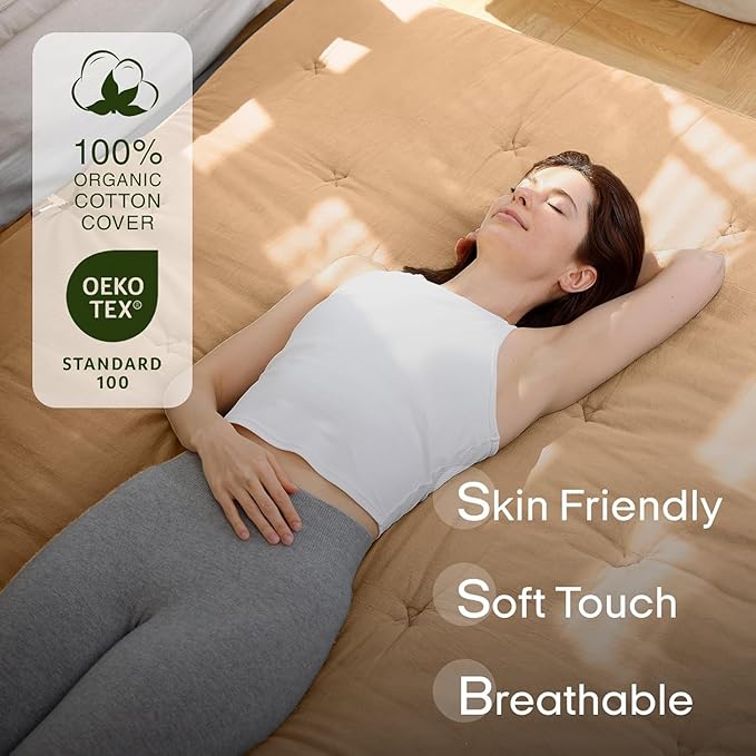 ZonLi Japanese Floor Futon Mattress Twin Size 75"x 39", 100% Cotton Cover 4'' Thicken Tatami Mattress, Foldable Sleeping Pad, Portable Dormitory Tatami Mat, Roll Up Floor Lounger Bed for Adult