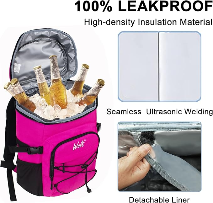 WOLT Cooler Backpack,24 Cans Insulated Backpack Cooler Leakproof,Lightweight Soft Cooler Bag,Camping Cooler,Large Capacity Beach Cooler,Waterproof Travel Cooler Lunch Backpack for Hiking