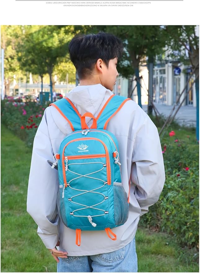 Foldable Lightweight Hiking Backpack Camping Cycling Travel Shopping Fitness Sports Backpack With Man And Women (Sky blue)