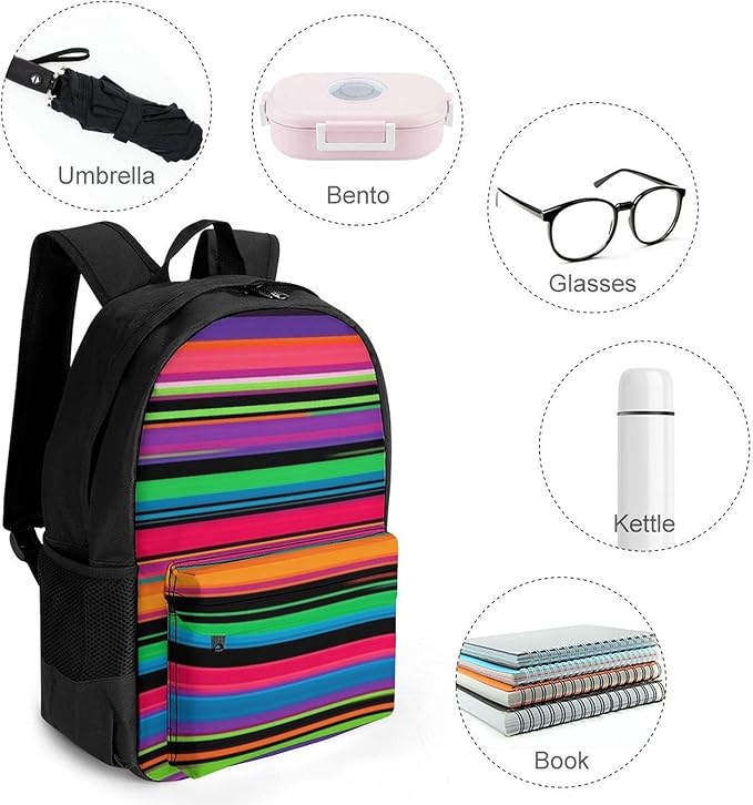 Supdreamc Lightweight Daypack Backpack for Sports Travel Running, Large Capacity Multipurpose Anti-Theft Bookbag, Mexican Blanket Stripes Laptop Backpack Daypack