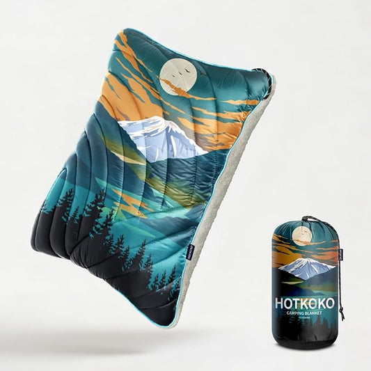 Camping Pillow, Sherpa Lining Travel Pillow Supportive Compressible Lightweight Camp Pillow with Storage Bag for Camping,Hiking,Backpacking,Airplane