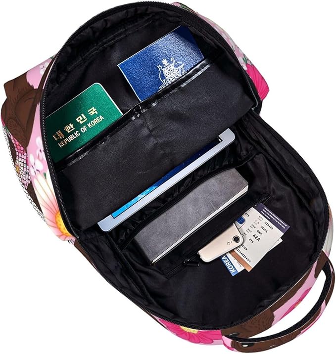 Lightweight Daypack Bookbag for Trekking Business Walking Cycling, Big Capacity Anti-Theft Multipurpose Carry On Bag, Golden Retriever Dog Pink Flower Business Computer Bag