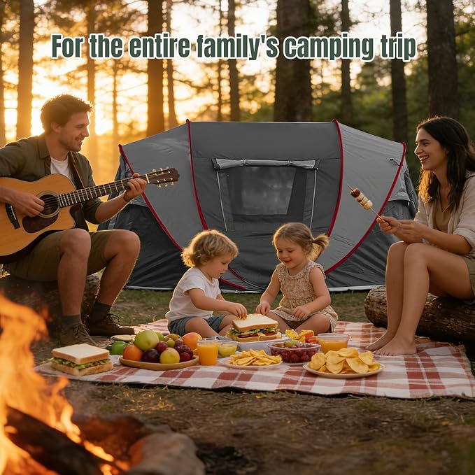 Instant Pop Up Camping Tent, 4-6 Person Tents,Automatic Set Up Tent in 3 Seconds,Waterproof Sunshade Family Tent,Portable Lightweight Dome Tent for Outdoor Camping,Hiking,Travel & Beach