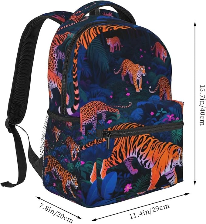 Rucksack Multipurpose Anti-Theft Big Capacity Shoulder Bag, Tige Rainforest Art Travel Hiking Camping Rucksack With Side Pockets