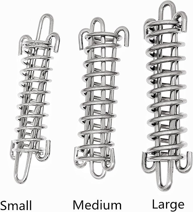 2Pcs Dog Leash Shock Absorbing Buffer Tension Spring Training Sun Shade, Heavy Duty Stainless Steel 304 Tent Rope Fixed Buckle Drawbar Spring (L)