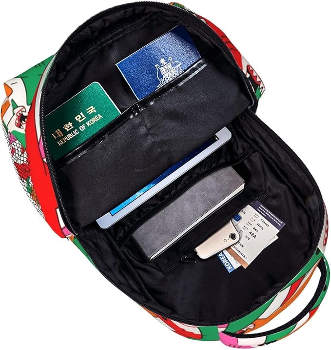 Men Women Polyester Colorful Shark Art Casual Daypack Large Capacity Carry On Bag With Adjustable Shoulder Straps for Camping Work Running